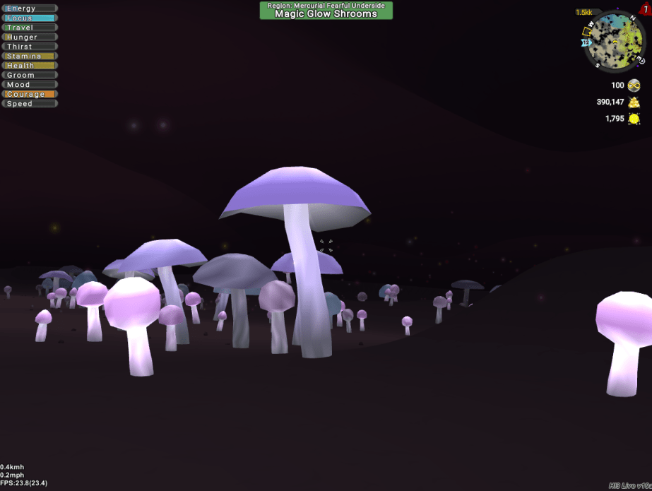 Cave with glowing mushrooms